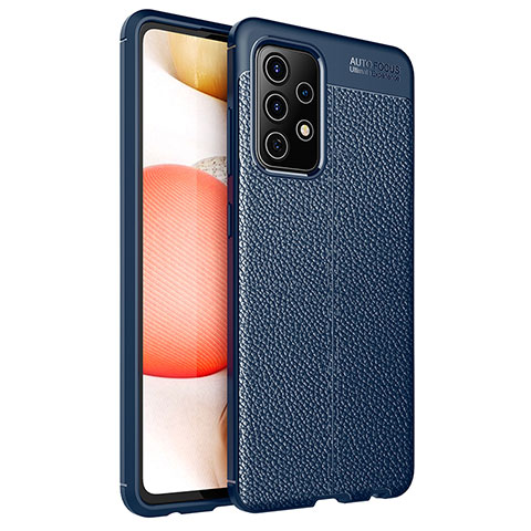 Silikon Hülle Handyhülle Gummi Schutzhülle Flexible Leder Tasche für Samsung Galaxy A72 4G Blau