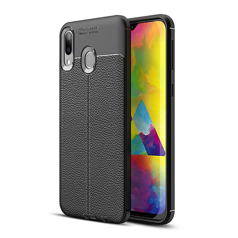 Silikon Hülle Handyhülle Gummi Schutzhülle Flexible Leder Tasche für Samsung Galaxy M20 Schwarz