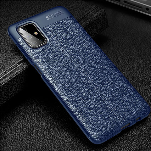 Silikon Hülle Handyhülle Gummi Schutzhülle Flexible Leder Tasche für Samsung Galaxy M51 Blau