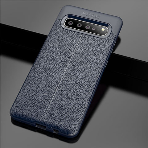 Silikon Hülle Handyhülle Gummi Schutzhülle Flexible Leder Tasche für Samsung Galaxy S10 5G SM-G977B Blau