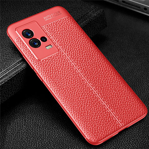 Silikon Hülle Handyhülle Gummi Schutzhülle Flexible Leder Tasche für Vivo iQOO 8 Pro 5G Rot