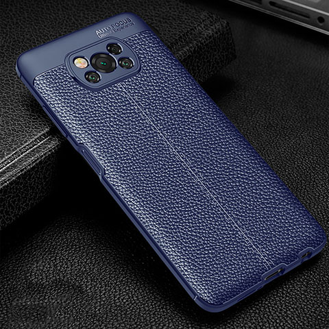 Silikon Hülle Handyhülle Gummi Schutzhülle Flexible Leder Tasche für Xiaomi Poco X3 Pro Blau