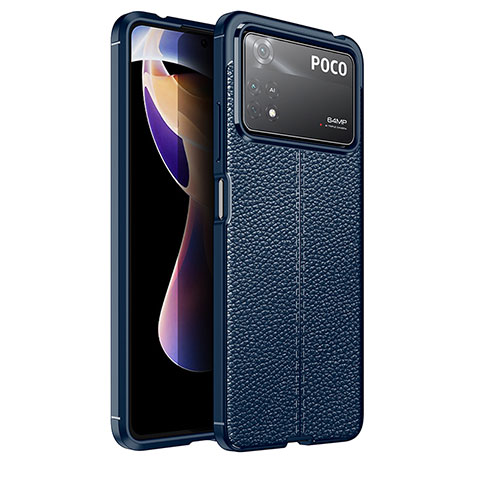 Silikon Hülle Handyhülle Gummi Schutzhülle Flexible Leder Tasche für Xiaomi Poco X4 Pro 5G Blau