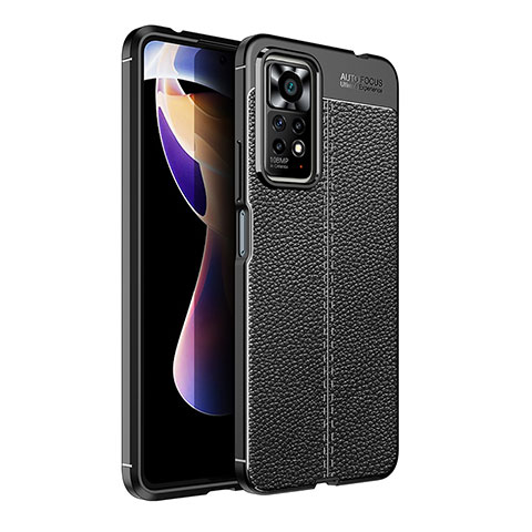 Silikon Hülle Handyhülle Gummi Schutzhülle Flexible Leder Tasche für Xiaomi Redmi Note 11 Pro 4G Schwarz