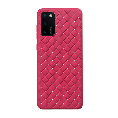 Silikon Hülle Handyhülle Gummi Schutzhülle Flexible Leder Tasche H01 für Huawei Honor View 30 Pro 5G Rot