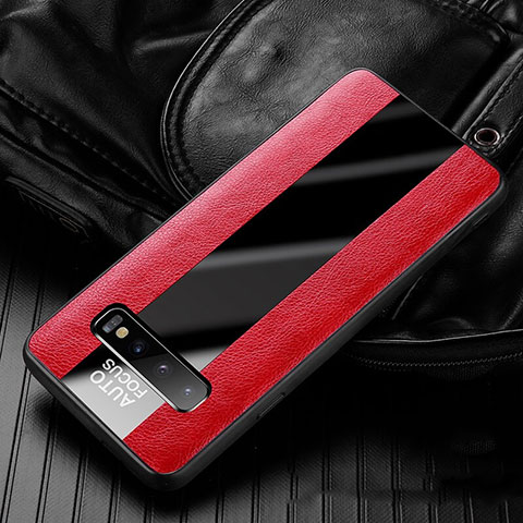 Silikon Hülle Handyhülle Gummi Schutzhülle Flexible Leder Tasche H01 für Samsung Galaxy S10 Plus Rot