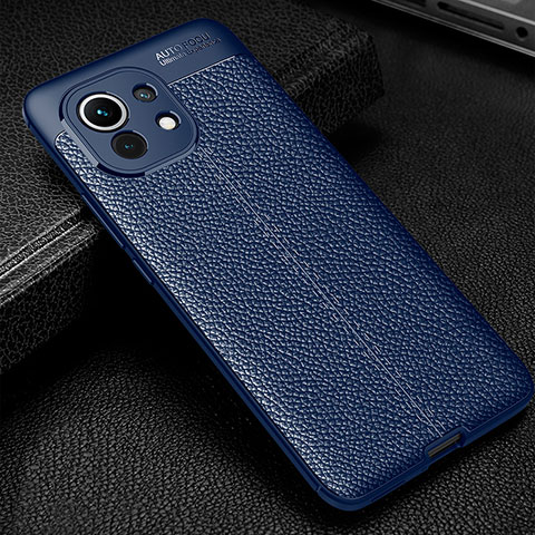 Silikon Hülle Handyhülle Gummi Schutzhülle Flexible Leder Tasche H02 für Xiaomi Mi 11 Lite 5G NE Blau