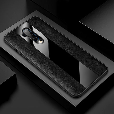 Silikon Hülle Handyhülle Gummi Schutzhülle Flexible Leder Tasche H03 für OnePlus 7T Pro Schwarz