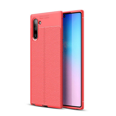 Silikon Hülle Handyhülle Gummi Schutzhülle Flexible Leder Tasche H03 für Samsung Galaxy Note 10 5G Rot