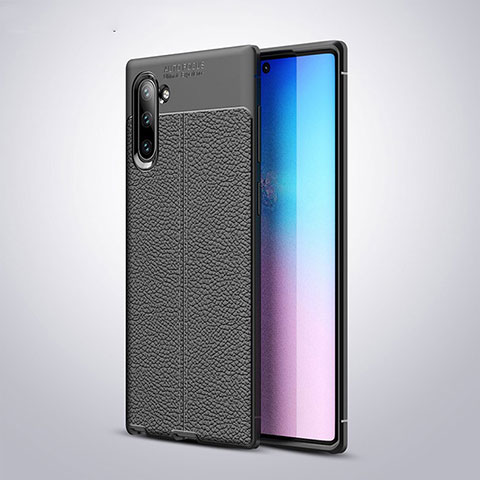 Silikon Hülle Handyhülle Gummi Schutzhülle Flexible Leder Tasche H03 für Samsung Galaxy Note 10 5G Schwarz