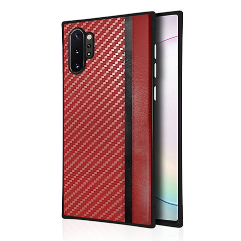 Silikon Hülle Handyhülle Gummi Schutzhülle Flexible Leder Tasche H03 für Samsung Galaxy Note 10 Plus 5G Rot