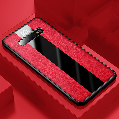 Silikon Hülle Handyhülle Gummi Schutzhülle Flexible Leder Tasche H03 für Samsung Galaxy S10 Rot