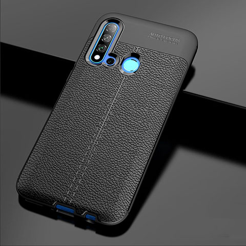 Silikon Hülle Handyhülle Gummi Schutzhülle Flexible Leder Tasche H04 für Huawei P20 Lite (2019) Schwarz