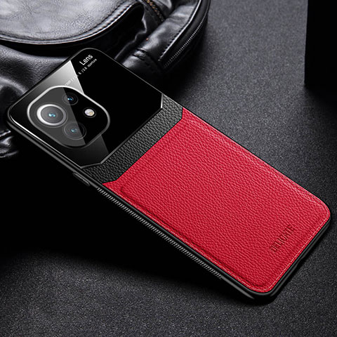 Silikon Hülle Handyhülle Gummi Schutzhülle Flexible Leder Tasche H04 für Xiaomi Mi 11 Lite 5G NE Rot