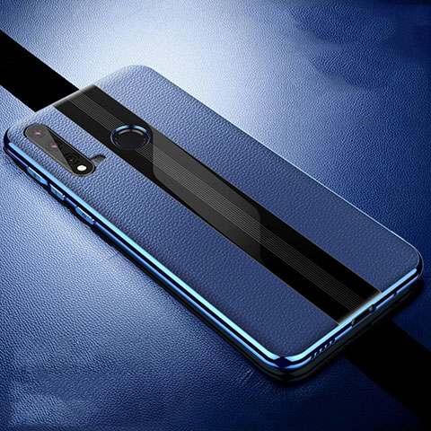 Silikon Hülle Handyhülle Gummi Schutzhülle Flexible Leder Tasche H06 für Huawei P20 Lite (2019) Blau