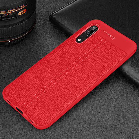 Silikon Hülle Handyhülle Gummi Schutzhülle Flexible Leder Tasche H06 für Huawei P20 Rot