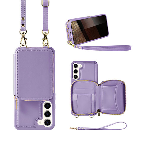 Silikon Hülle Handyhülle Gummi Schutzhülle Flexible Leder Tasche JM1 für Samsung Galaxy S24 5G Violett