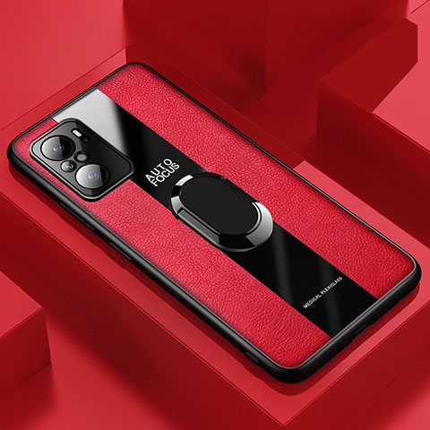 Silikon Hülle Handyhülle Gummi Schutzhülle Flexible Leder Tasche mit Magnetisch Fingerring Ständer PB1 für Xiaomi Mi 11X 5G Rot