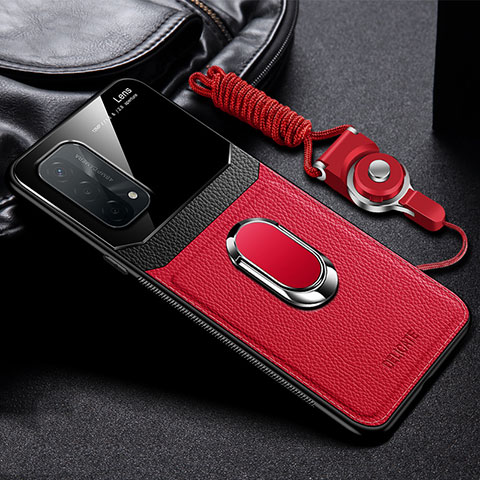 Silikon Hülle Handyhülle Gummi Schutzhülle Flexible Leder Tasche mit Magnetisch FL1 für Oppo A74 5G Rot