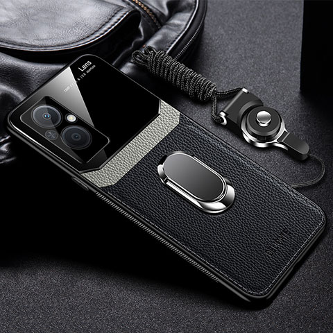 Silikon Hülle Handyhülle Gummi Schutzhülle Flexible Leder Tasche mit Magnetisch FL1 für Oppo A96 5G Schwarz