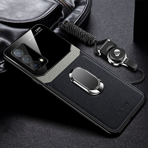 Silikon Hülle Handyhülle Gummi Schutzhülle Flexible Leder Tasche mit Magnetisch FL1 für Oppo K9 5G Schwarz