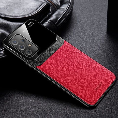 Silikon Hülle Handyhülle Gummi Schutzhülle Flexible Leder Tasche mit Magnetisch FL1 für Samsung Galaxy A72 5G Rot