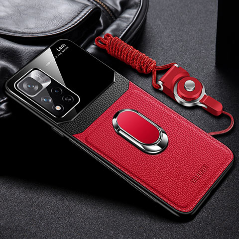 Silikon Hülle Handyhülle Gummi Schutzhülle Flexible Leder Tasche mit Magnetisch FL2 für Xiaomi Poco X4 NFC Rot