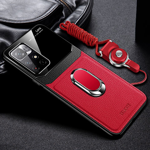 Silikon Hülle Handyhülle Gummi Schutzhülle Flexible Leder Tasche mit Magnetisch FL2 für Xiaomi Redmi Note 11T 5G Rot
