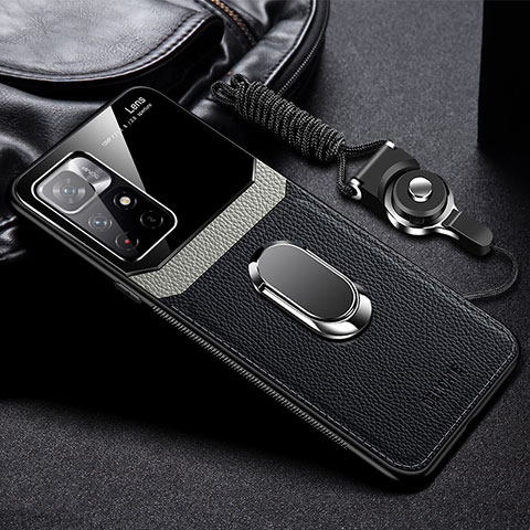 Silikon Hülle Handyhülle Gummi Schutzhülle Flexible Leder Tasche mit Magnetisch FL2 für Xiaomi Redmi Note 11T 5G Schwarz