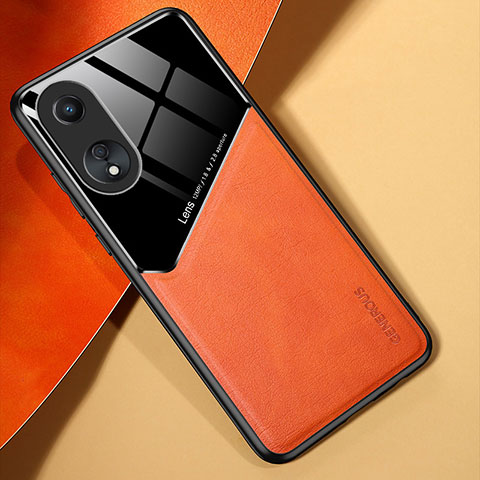 Silikon Hülle Handyhülle Gummi Schutzhülle Flexible Leder Tasche mit Magnetisch für Oppo A18 Orange