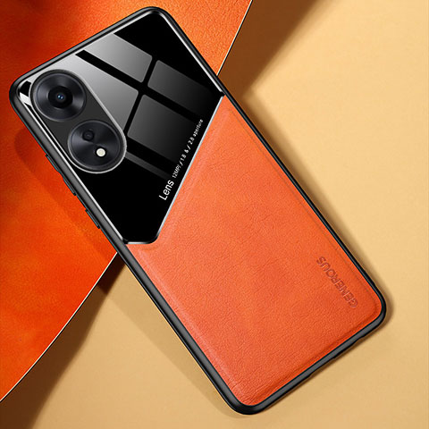 Silikon Hülle Handyhülle Gummi Schutzhülle Flexible Leder Tasche mit Magnetisch für Oppo A78 4G Orange