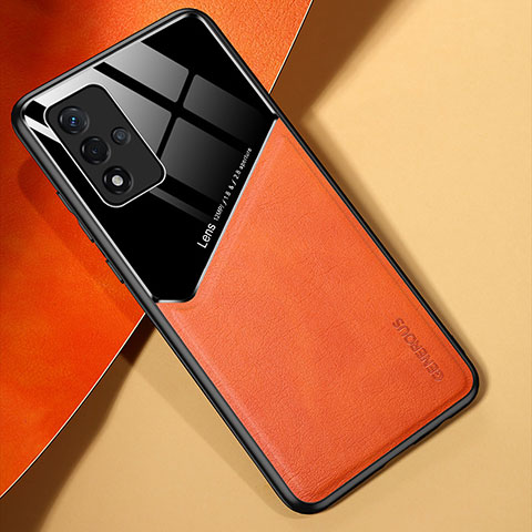 Silikon Hülle Handyhülle Gummi Schutzhülle Flexible Leder Tasche mit Magnetisch für Oppo A93s 5G Orange