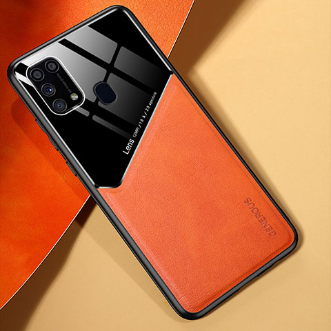 Silikon Hülle Handyhülle Gummi Schutzhülle Flexible Leder Tasche mit Magnetisch für Samsung Galaxy M31 Prime Edition Orange