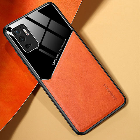 Silikon Hülle Handyhülle Gummi Schutzhülle Flexible Leder Tasche mit Magnetisch für Xiaomi POCO M3 Pro 5G Orange