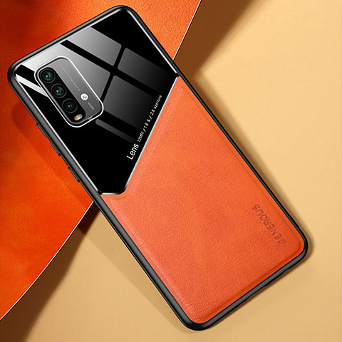 Silikon Hülle Handyhülle Gummi Schutzhülle Flexible Leder Tasche mit Magnetisch für Xiaomi Redmi 9 Power Orange