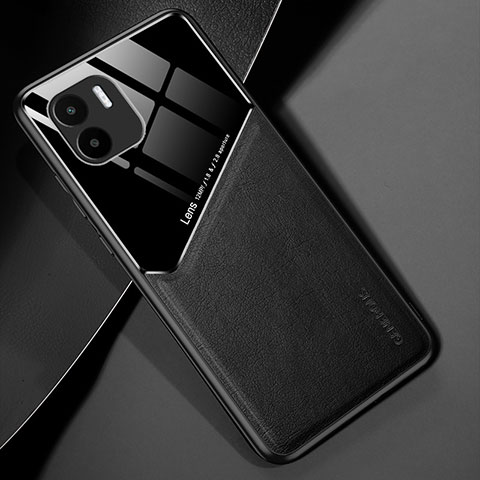 Silikon Hülle Handyhülle Gummi Schutzhülle Flexible Leder Tasche mit Magnetisch für Xiaomi Redmi A2 Plus Schwarz
