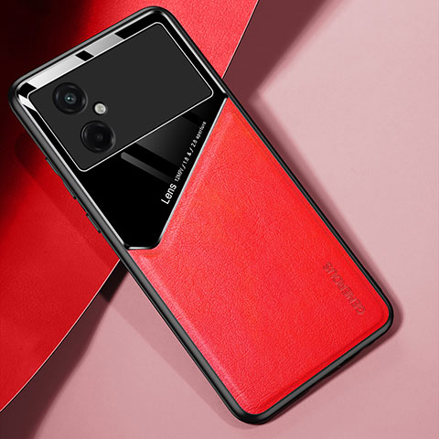 Silikon Hülle Handyhülle Gummi Schutzhülle Flexible Leder Tasche mit Magnetisch für Xiaomi Redmi Note 11R 5G Rot