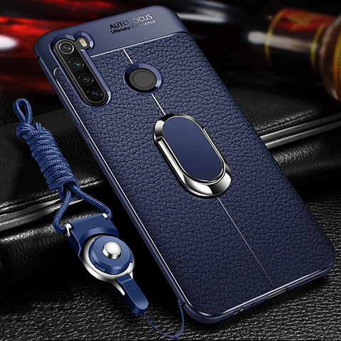 Silikon Hülle Handyhülle Gummi Schutzhülle Flexible Leder Tasche mit Magnetisch K01 für Xiaomi Redmi Note 8 (2021) Blau