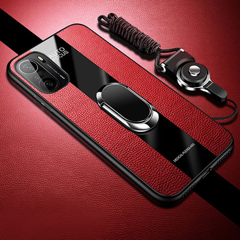 Silikon Hülle Handyhülle Gummi Schutzhülle Flexible Leder Tasche mit Magnetisch S01 für Xiaomi Mi 11X 5G Rot