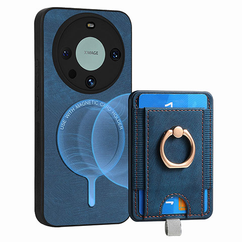 Silikon Hülle Handyhülle Gummi Schutzhülle Flexible Leder Tasche mit Magnetisch S01D für Huawei Mate 60 Pro Blau