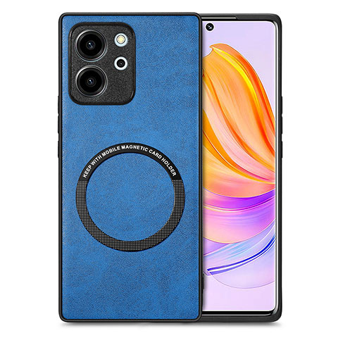 Silikon Hülle Handyhülle Gummi Schutzhülle Flexible Leder Tasche mit Magnetisch S02D für Huawei Honor 80 SE 5G Blau