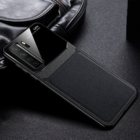 Silikon Hülle Handyhülle Gummi Schutzhülle Flexible Leder Tasche S01 für Huawei Nova 7 SE 5G Schwarz