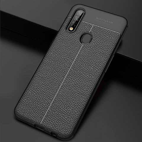 Silikon Hülle Handyhülle Gummi Schutzhülle Flexible Leder Tasche S01 für Oppo A31 Schwarz