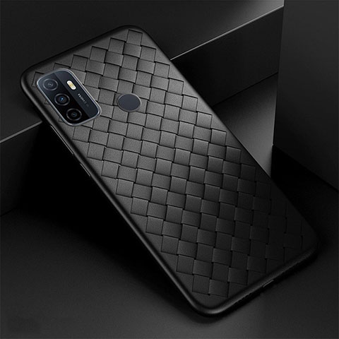 Silikon Hülle Handyhülle Gummi Schutzhülle Flexible Leder Tasche S01 für Oppo A32 Schwarz