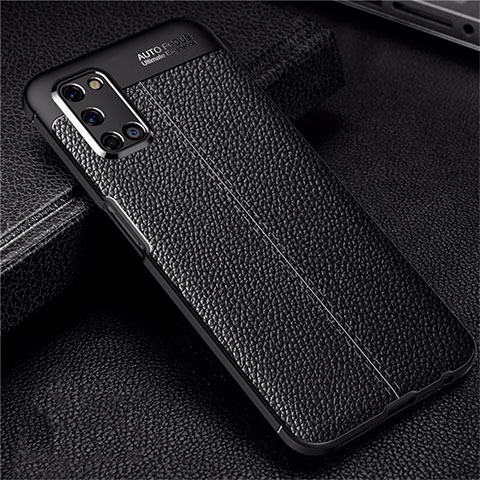 Silikon Hülle Handyhülle Gummi Schutzhülle Flexible Leder Tasche S01 für Oppo A52 Schwarz