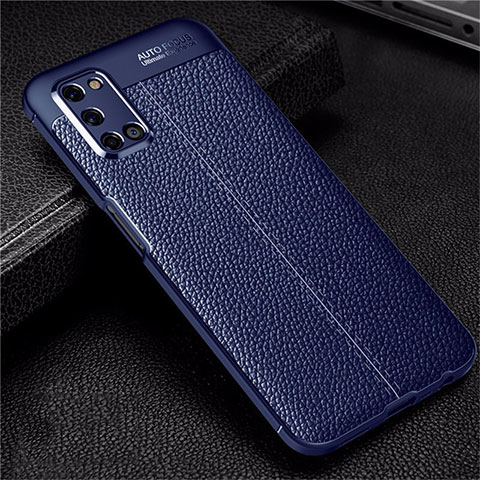 Silikon Hülle Handyhülle Gummi Schutzhülle Flexible Leder Tasche S01 für Oppo A72 Blau