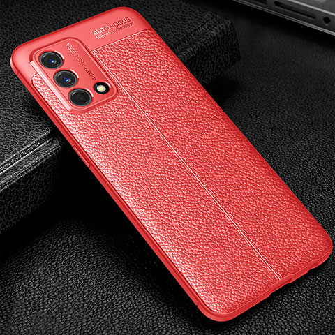 Silikon Hülle Handyhülle Gummi Schutzhülle Flexible Leder Tasche S01 für Oppo A95 4G Rot