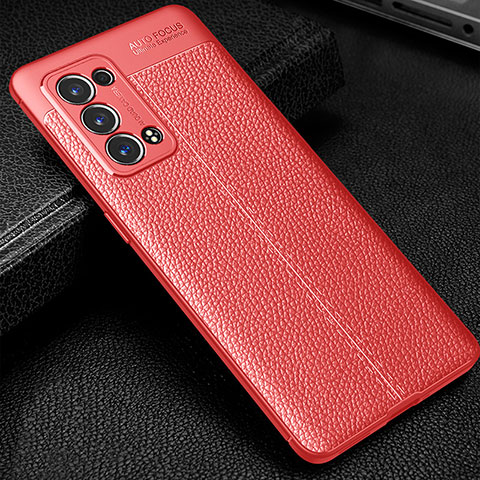 Silikon Hülle Handyhülle Gummi Schutzhülle Flexible Leder Tasche S01 für Oppo Reno6 Pro+ Plus 5G Rot