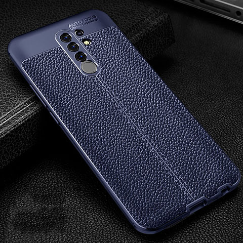 Silikon Hülle Handyhülle Gummi Schutzhülle Flexible Leder Tasche S01 für Xiaomi Redmi 9 Blau