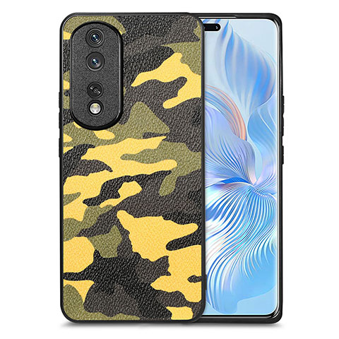 Silikon Hülle Handyhülle Gummi Schutzhülle Flexible Leder Tasche S01D für Huawei Honor 80 Pro 5G Gelb